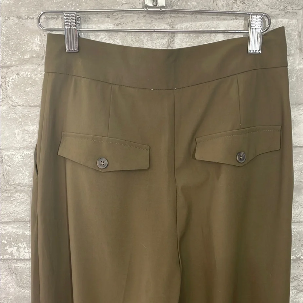 Zara Olive Green High-Waisted Trousers